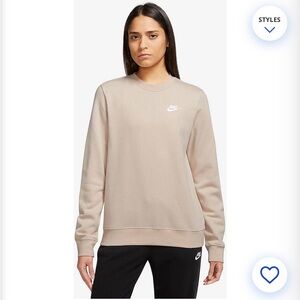 Nike Crewneck Sweatshirt in Light Taupe with White Swoosh